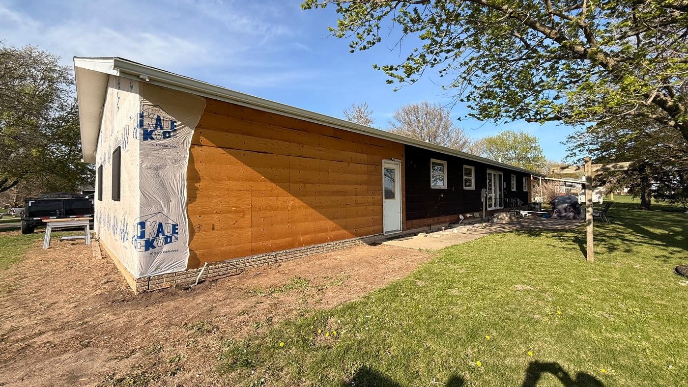 Siding installation in progress